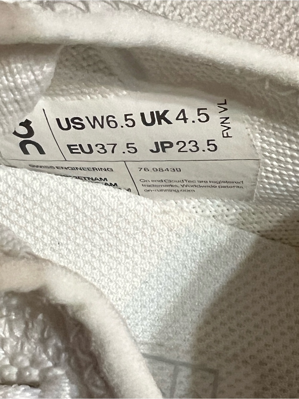 On Running Women's White Athletic Sneakers with Black Heel Tabs - Picture 5 of 5